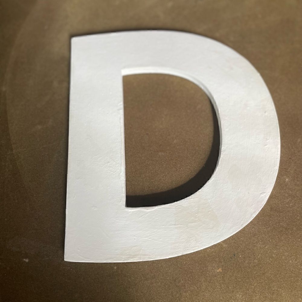 “D” Uppercase Letter White MDF Wood Wall Decor EPC Monogram Initial
